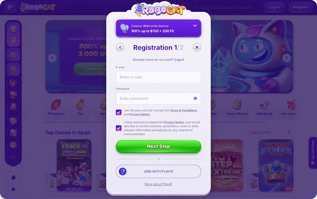 Robocat Login